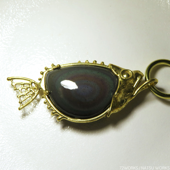 レインボー オブシディアン フィッシュ チャーム / Rainbow Obsidian Fish charms 6枚目の画像