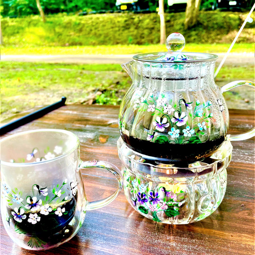 1台3役直火OK‼】耐熱ポット＆耐熱ウォーマーセット(ミニブーケ