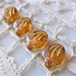 ミニ花びら　ブラウンゴールド　チェコビーズCzech Glass Beads4個 2枚目の画像