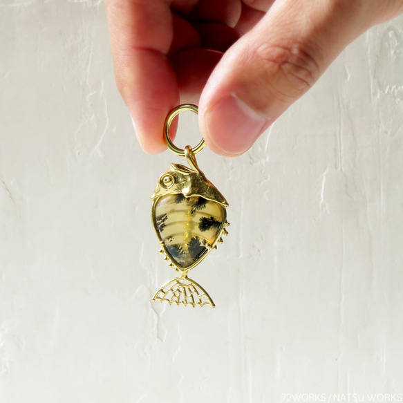 デンドリティックオパール フィッシュ チャーム / Dendritic Opal Fish charms Y 5枚目の画像
