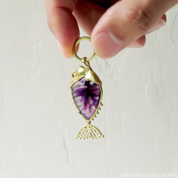 トラピッチェアメジスト フィッシュ チャーム / Trapiche Amethyst Fish charms 5枚目の画像