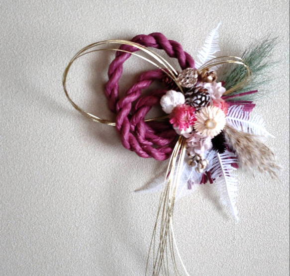 ☆2024年◇しめ縄リース◇ワインカラー◇ナチュラル 2025ナチュラル