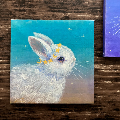 原画 星と月とうさぎ2 /お正月 絵画 インテリア アート 動物 壁 原画 星と月とうさぎ2 /お正月 絵画 インテリア アート 動物 壁
