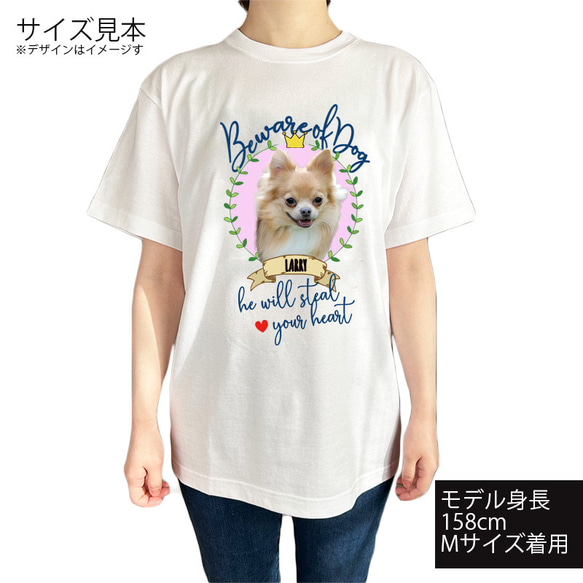 半袖Tシャツワンちゃん 顔出しワンちゃん かわいい飾り枠イラスト チワワ ミニチュア ペットの写真で作る Dog 2枚目の画像