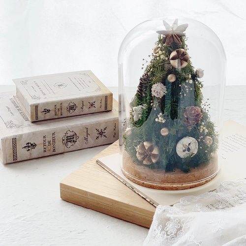 ガラスドームツリー プリザーブドフラワー 花結 通販 14844312｜Creema