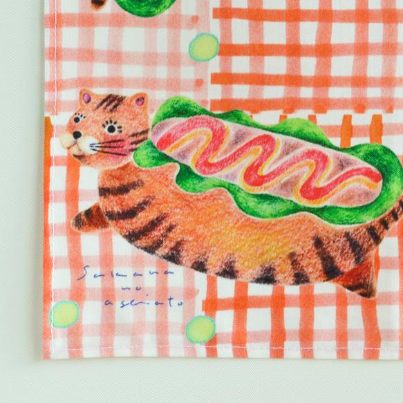 猫のマルチクロス /ホットキャット（オレンジ）/ お弁当包み 4枚目の画像
