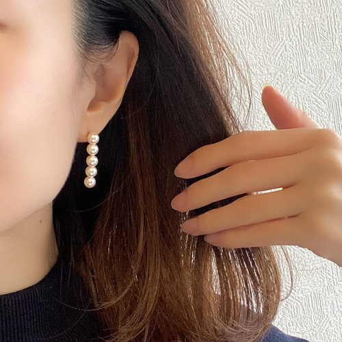 ☆再販☆エレガント♡5連パールピアス/イヤリング ピアス（スタッド 