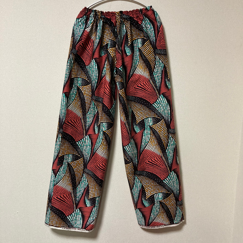 アフリカン　ストレートパンツ 受注制作】アフリカンプリントのイージーパンツ（ ストレート