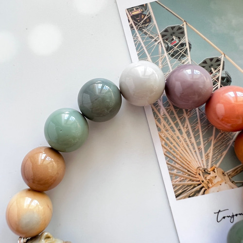 カラフルミックスアラシャンアゲートブレスレット 13mm ストーン 彫刻