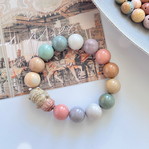 カラフルミックスアラシャンアゲートブレスレット 13mm ストーン 彫刻