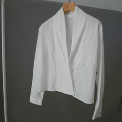 白色燒花棉開襟短罩衫 第8張的照片