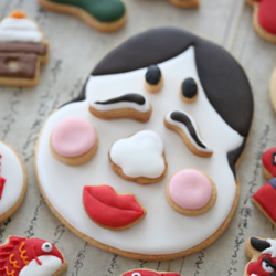 お福さんの福笑いアイシングクッキー<happy icingcookie> 1枚目の画像