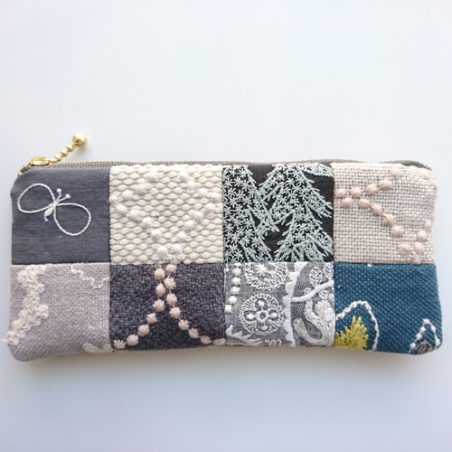 ペンケース メガネケースサイズのポーチ ミナペルホネンパッチワーク