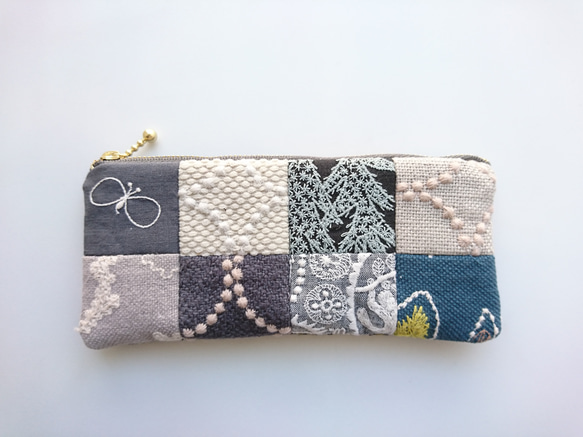 ペンケース メガネケースサイズのポーチ ミナペルホネンパッチワーク
