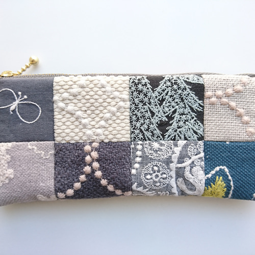 ペンケース メガネケースサイズのポーチ ミナペルホネンパッチワーク