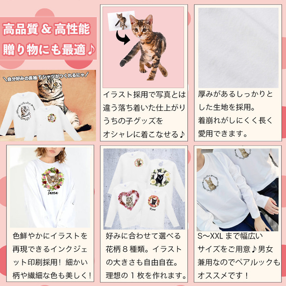 うちの子 花柄 長袖 イラスト Tシャツ！オーダー！ 7枚目の画像