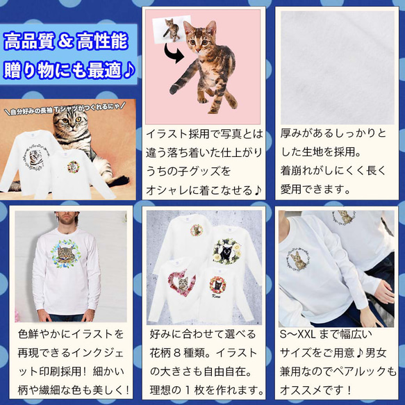 うちの子 花柄 長袖 イラスト Tシャツ！オーダー！ 4枚目の画像