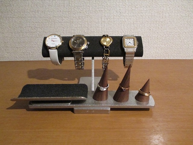 腕時計スタンド　ラッピング　名入れ　トレイを固定していないアクセサリースタンド　ブラック　受注販売 　181111