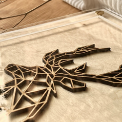 『トナカイ　フェイス 2』【真鍮金具×アクリル×木のアートパネル】ご自宅やプレゼントに☆ 6枚目の画像