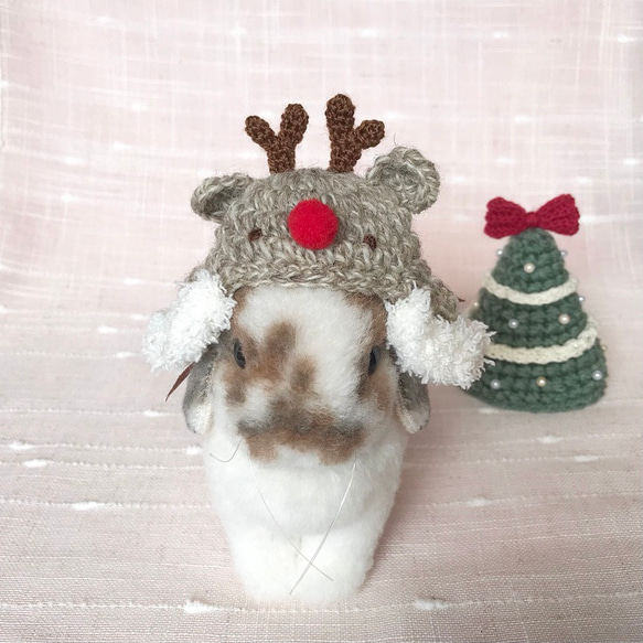 トナカイさんの帽子 Sサイズ うさぎ・ペット・ぬいぐるみ ペット服