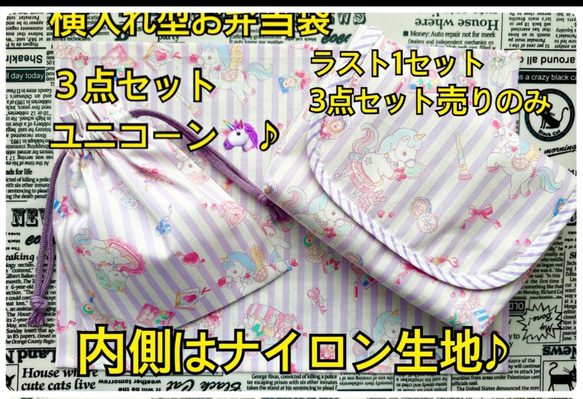 横入れ型 お弁当袋 新女の子柄 内側はナイロン生地♪ 小さなお子さまでもあけしめしやすい♪ 19枚目の画像