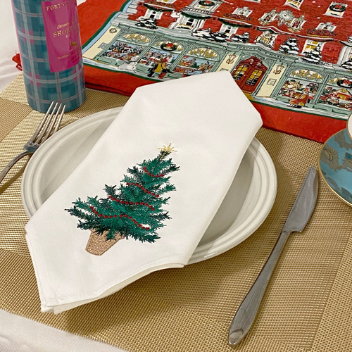 ナプキン 6枚セット テーブルリネン クリスマス 刺繍 ナプキン 6枚セット テーブルリネン クリスマス 刺繍 キッチン・食器