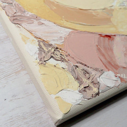 売り切れ▶(クーポン有)抽象画　アクリル画　キャンバス　18×18㎝　｢日だまり-バニラ色｣ 7枚目の画像