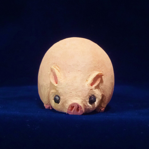木彫刻 アート『 ぶた 』 豚 動物 芸術 アート ハンドメイド 松 手彫り