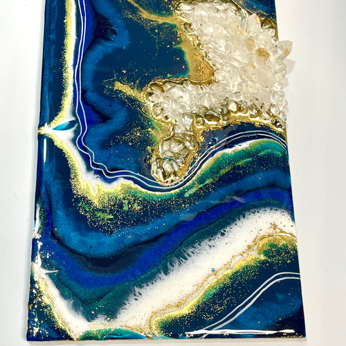 新品同様 ジオード #45 ストーン ウォールアート レジンアート アゲート風 絵画