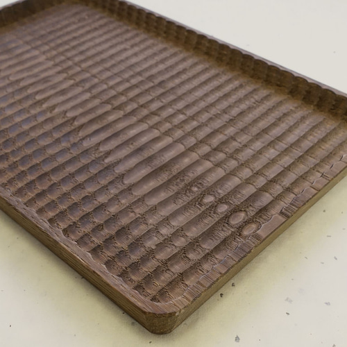 我谷盆　　トレイ　お盆 入隅 我谷盆 栗 30×30×2.5cm 墨染め お盆 トレイ 木地盆 折敷