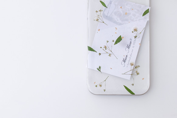 iPhoneケース　カスミソウ　全機種対応　スマホケース　クリア　ショルダー　かすみ草　シンプル　Galaxy 4枚目の画像