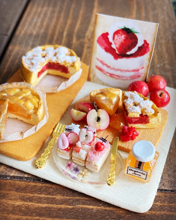アップルパイ　ガラス細工　ミニチュア ミニチュア スイーツ アップルパイセット♡アップルパイ チェリーパイ