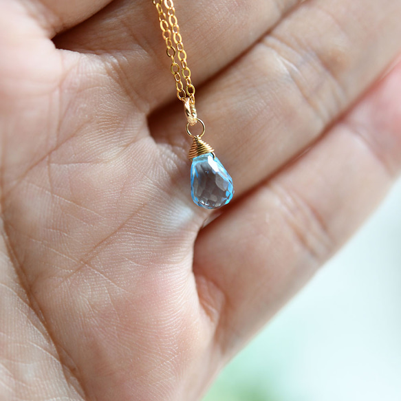 一塊吸引你需要和機會的石頭瑞士藍色托帕石項鍊～～十一月生日石 第5張的照片