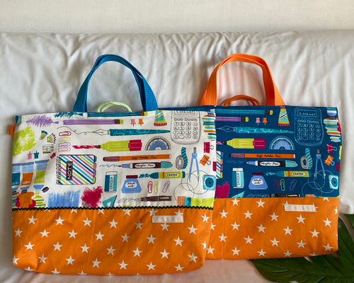 床につかない！！】入園入学レッスンバッグ手提げ絵本袋リバーシブル