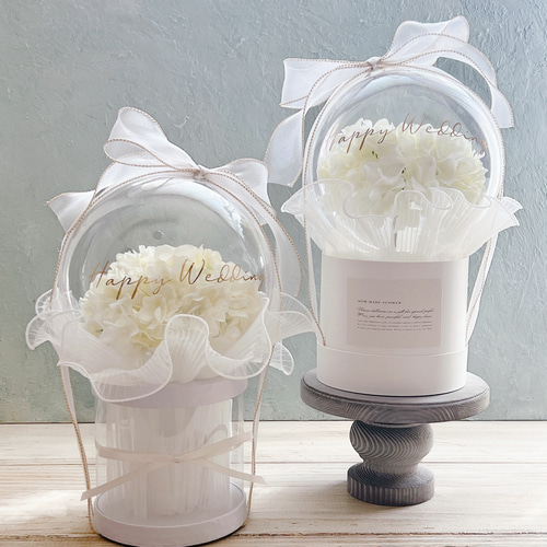 割れないアクリルバルーン】結婚祝い・還暦・お悔やみに｜白いアジサイ