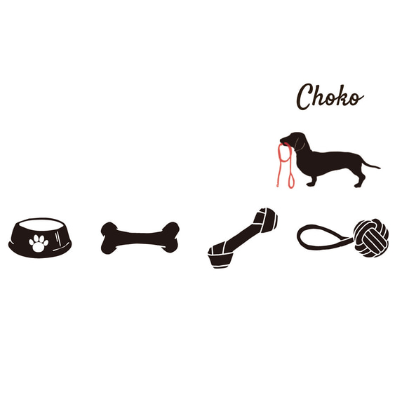 半袖Tシャツワンちゃんシルエット 選べる犬のデザイン プリントカラー チワワ ロングコート 犬のおやつの絵 おもしろ 3枚目の画像