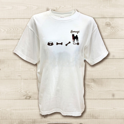 半袖Tシャツワンちゃんシルエット 選べる犬のデザイン プリントカラー 柴犬 ミニチュアダックス 犬のおやつの絵 おもしろ 1枚目の画像