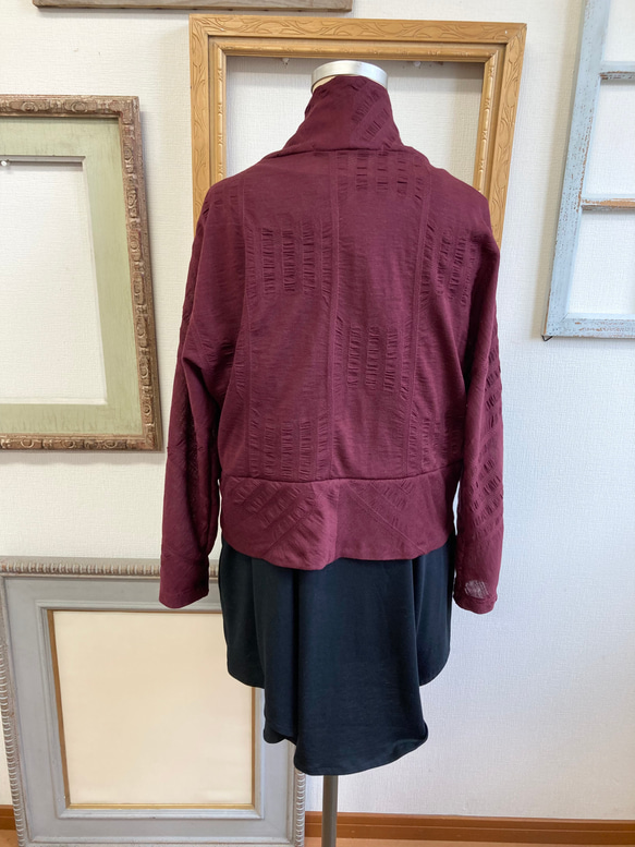 促銷價★成人波萊羅❤️ 波萊羅開襟衫，聚攏圖案材質，蝙蝠袖，紅色（尺寸M-L） 第9張的照片