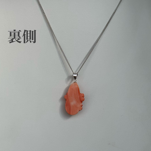 天然珊瑚オレンジ色の滴型ペンダント　シルバー 天然珊瑚オレンジ色の滴型ペンダント シルバー ネックレス