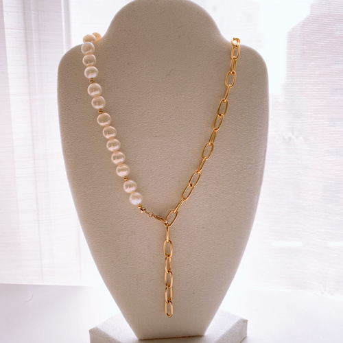 まりまりホワイトパール 調 ゴールドチェーン ネックレス まりまりホワイトパール 調 ゴールドチェーン ネックレス Blanco. 淡水
