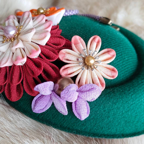 ❁︎りぼん様❁︎ 成人式 髪飾り ヘッドドレス トーク帽 つまみ細工