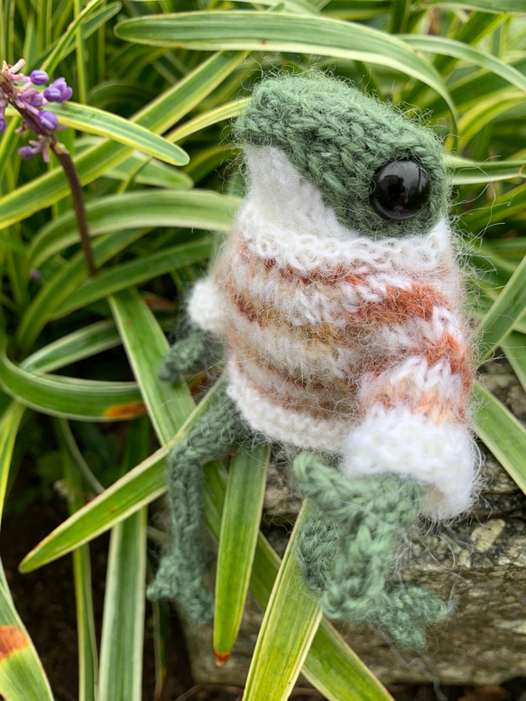 カエルの編みぐるみ 1枚目の画像
