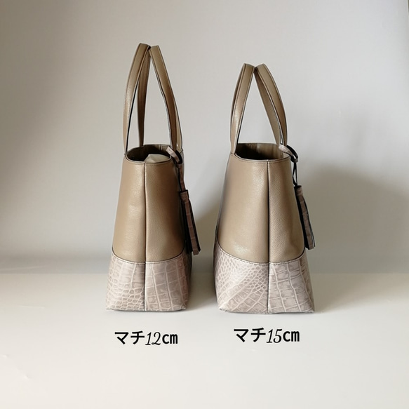 よこ長トートbag・丸手紐ver☆彡グレー・A4サイズ・受注製作/お色違いも対応可能です 10枚目の画像