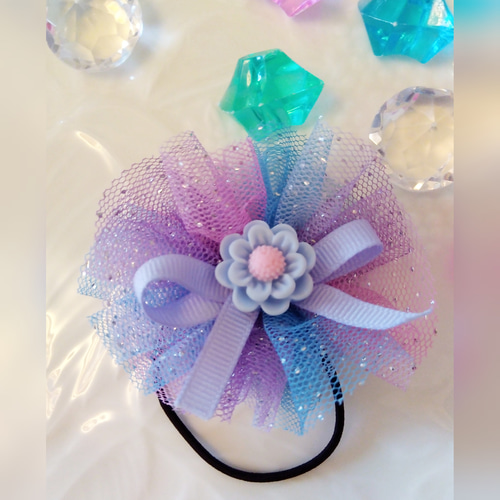 【T-85】チュールヘアゴム　ゆめかわヘアゴム　キッズヘアゴム T-85】チュールヘアゴム ゆめかわヘアゴム キッズヘアゴム T-85