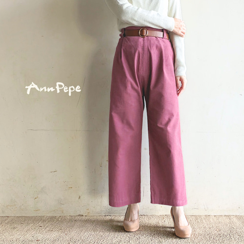 太さも選べる♤ 軽めコーデュロイ綿100% オールドピンク／ワイドパンツ