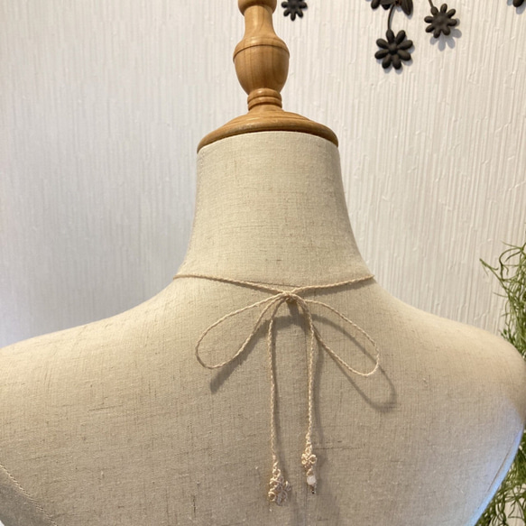 クリアローズクォーツとピンクオパールのマクラメ編みペンダント　マクラメアクセサリー　(CPN47）　 6枚目の画像