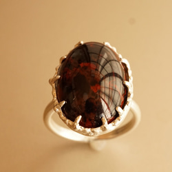 silver ヴァーミリオンオブシディアン 指輪 3枚目の画像