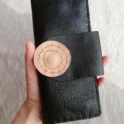 simple wallet　ブラック✗ナチュラル　オイルシュリンクレザー 11枚目の画像