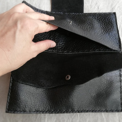 simple wallet　ブラック✗ナチュラル　オイルシュリンクレザー 10枚目の画像