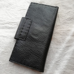 simple wallet　ブラック✗ナチュラル　オイルシュリンクレザー 4枚目の画像